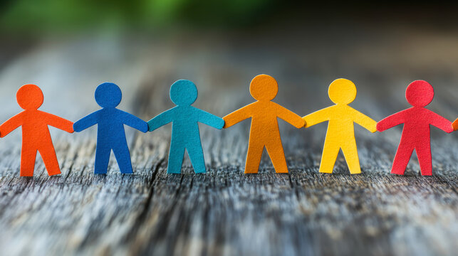 Paper cut colorful people, inclusion, community childhood concept