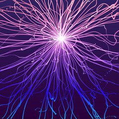 Point explode. Dynamic particles. Abstract background. Vector illustration for brochure, poster, presentation, flyer or banner.