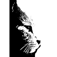 猫の顔　シルエット　スプレーアート風