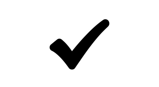 Handcrafted black checkmark symbol on clean white backdrop offering visual clarity and precision