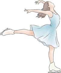 フィギュアスケーターの水彩風イラスト