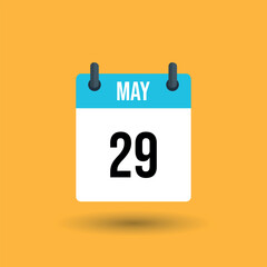 Fototapeta premium Calendar Page with May 29th Date on Yellow Background