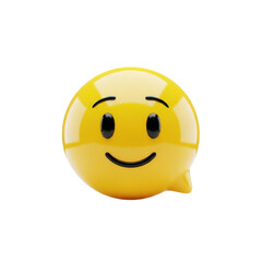 Yellow speech bubble smiley face emoji isolated on transparent background