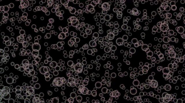 reddish grey tiny bubble moving back and forth in fast motion from bottom to top on flat lay black background, 4k format clip, perfect for science experiments, themes, decoration etc