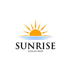 Fototapeta premium sunrise logo design featuring sun rising above horizon