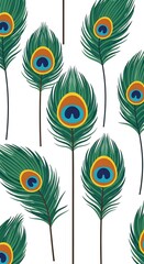 Elegant Feather Pattern: Digital Illustration of Vibrant Plumage