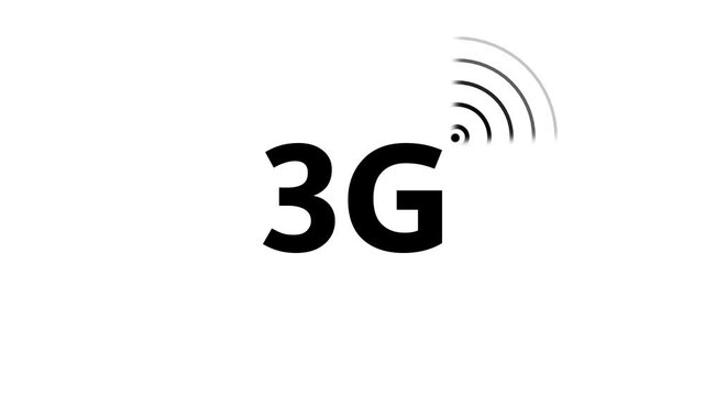 the Animated 3g network icon. abstract 3G Wi Fi Signal on white Background with black Glow Wireless Network Symbol Wi-Fi. Technology concept icon. 