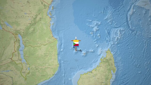 Geopolitical Map Animation of Comoros with Color Highlight and National Symbols