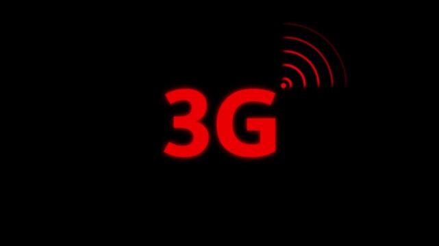 the Animated 3g network icon. abstract 3G Wi Fi Signal on Black Background with red Glow Wireless Network Symbol Wi-Fi. Technology concept icon. 