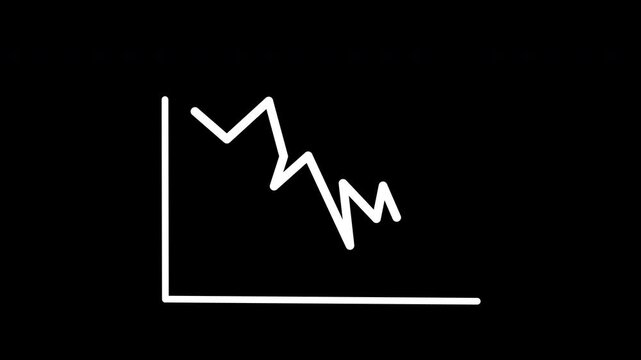 Animated line graph showing a downward trend and financial loss on a transparent background