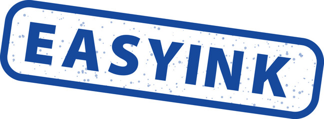 Vector blue rubber stamp with distressed texture and the word EASYINK, isolated on a transparent background, tilted for dynamic effect.