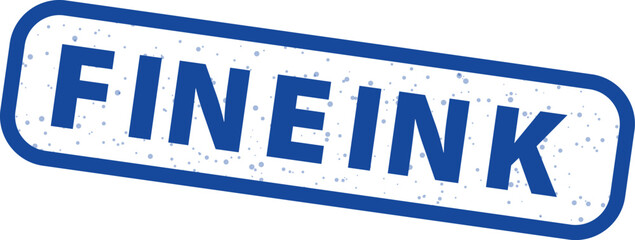 Official blue rubber stamp graphic design featuring the word fineink tilted slightly against a clean white background signifying quality product approval or branding element.