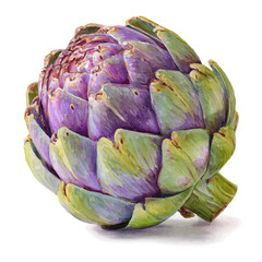 Obraz premium Artichoke, watercolor vector, isolated on a white background.