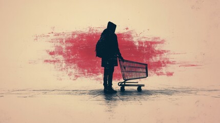 Shoppers' backs with red arrows