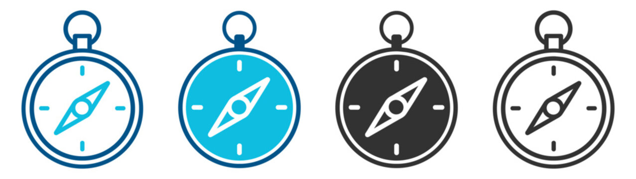 Compass navigation icon vector with direction needle on transparent background