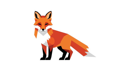 Geometric Fox Illustration, Minimalist Animal Art, Orange and White Fox Icon