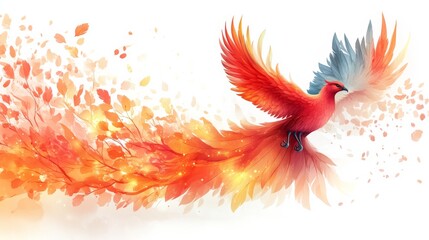 Colorful phoenix spreading its wings
