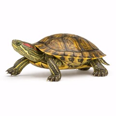 Fototapeta premium Realistic Turtle Isolated on White Background as a Concept of Patience, Delay, and Slow Work Process