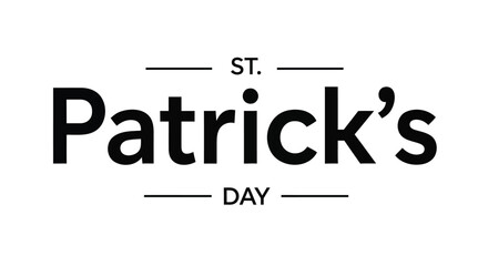 St. Patrick's Day typography vector illustration, green and black text on white background, for holiday greeting card or social media post, isolated on transparent background, png