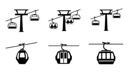 Fototapeta premium Set of Cable Car and Gondola Icons: Transportation and Aerial Lifts