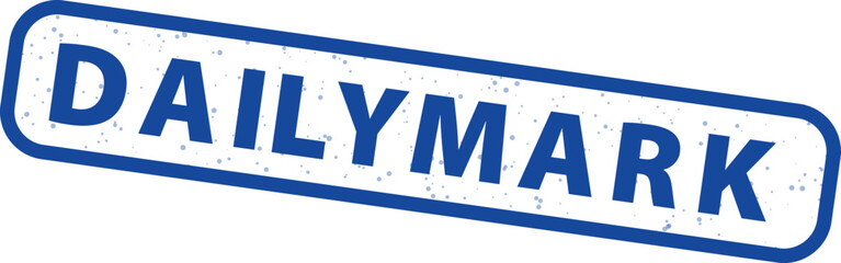 Blue rubber stamp impression text daily mark centered horizontally inside a rectangular border on a white background providing a clear logo concept.