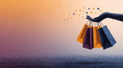 Holding colorful shopping bags