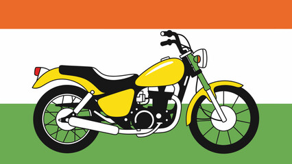 Fototapeta premium Yellow Motorcycle on Tricolor Background - Freedom and Adventure Concept