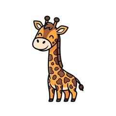 Obraz premium Cartoon giraffe standing with happy expression.