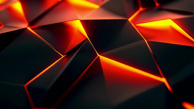 Abstract geometric pattern with glowing red edges and dark background.