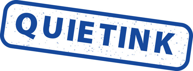 Blue rubber stamp impression featuring the word quietink tilted slightly suggesting approval or authorization for a reserved or private communication space.