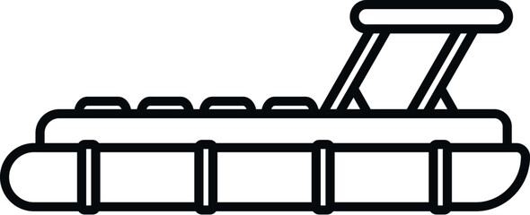 Pontoon boat icon representing recreational boating, water transport, and leisure activities © anatolir
