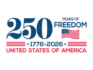 250 Years of Freedom , United States of America Logo on White Background © T-Artist Studio
