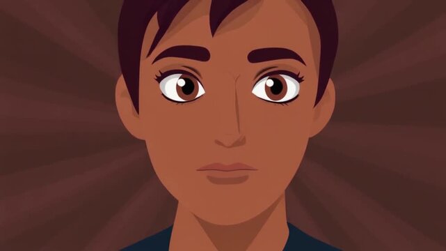Diverse Young Adult Face Close-up Neutral Expression Vector Graphic Portrait.