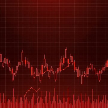 Declining financial graph animation in a bearish market with red glowing line endlessly, stock market analysis, financial data visualization, market trend, economic indicators