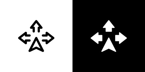 Direction icon concept with flat Black White Background. Vector illustration.