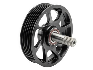 Obraz premium Close-up view of a black bicycle wheel with a silver axle and spokes.