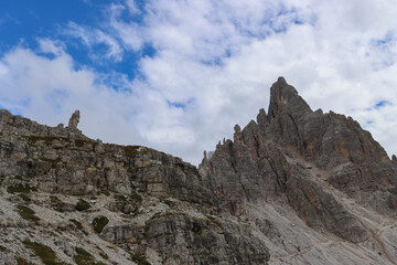 Scenic alpine landscape: Dolomites range stretching across horizon near Locatelli Hut