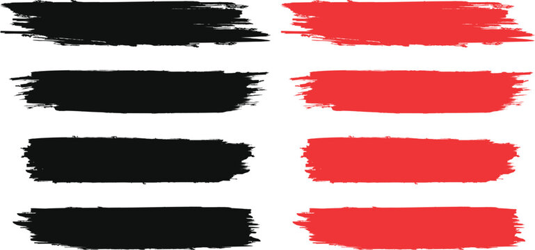 Brush paint stroke set. Black stain texture background abstract vector ink splashes. rough paintbrush mark sketch shape frames. Watercolor smears, marker lines. Charcoal streaks.