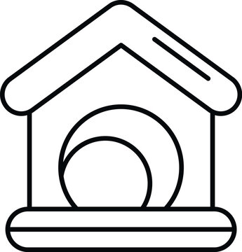 Outline icon representing a doghouse or kenned, depicting a safe space for pets