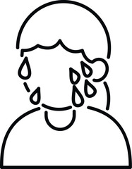 Fototapeta premium Person experiencing sadness, stress, and tears in a simple line art drawing