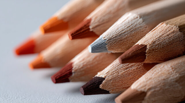 Close-Up of a Diverse Set of Wooden Colored Pencils - Art and Creativity