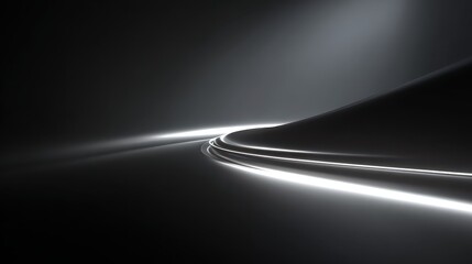 Abstract Curved Light and Dark Wave Form on Black Background