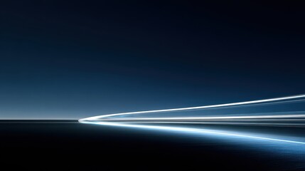 Serene Horizon with Soft Light Trails Against Dark Blue Background