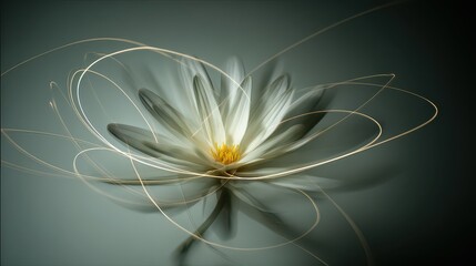 Elegant White Flower with Whimsical Light Trails in Soft Background