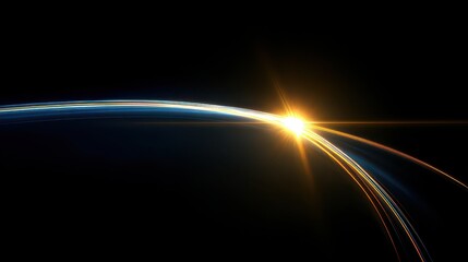 Stunning Sunrise Over Planet Curve with Colorful Light Effects