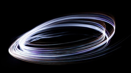 Abstract Light Trail Swirl on Black Background for Art and Design