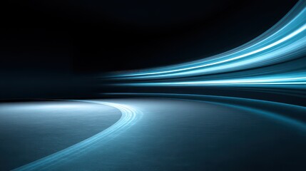 Abstract Light Trails on Dark Background for Modern Design