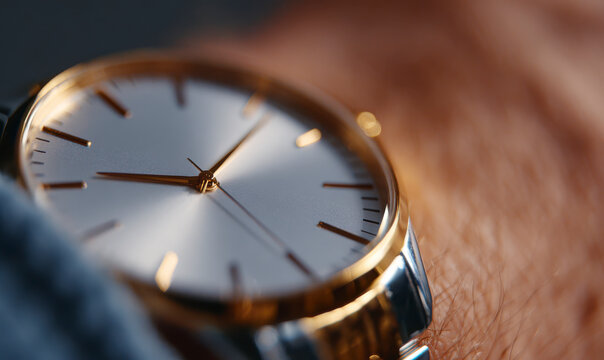 Elegant Watch on Wrist, Timekeeping Accessory for Style and Punctuality