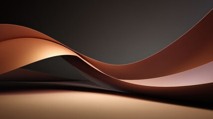 Abstract Brown Waves on a Dark Background, Smooth Curves Design