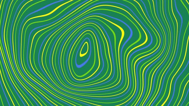 Abstract motion background featuring flowing topographic wave lines inspired by retro design, set against a vibrant and colorful backdrop